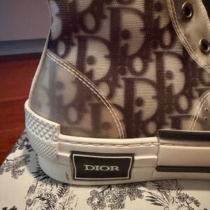 Dior Beige and White High-Top Sneakers